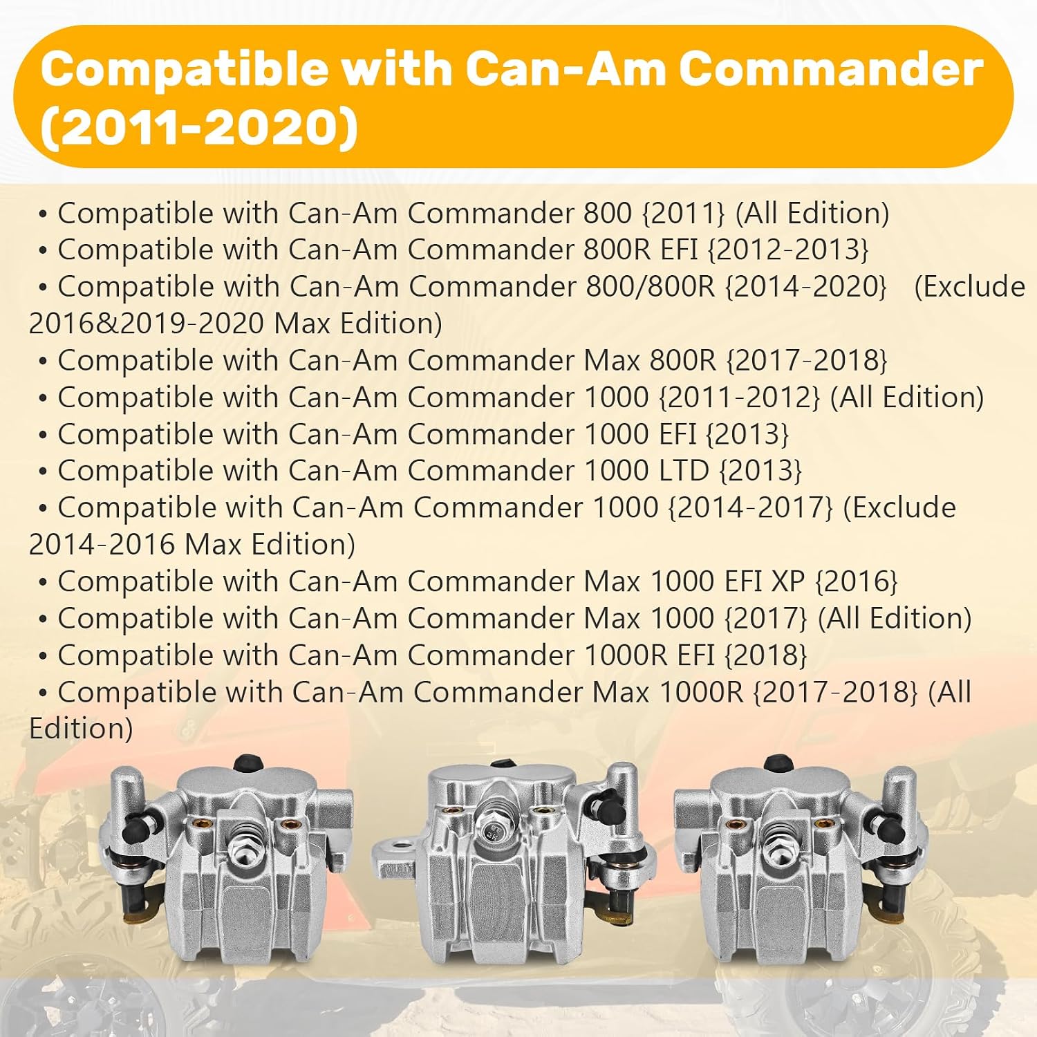 Brake Caliper Fit for Can-Am Commander 800 1000 2011-2020 | Max 800R 1000 1000R 2016-2018, Front Left Right & Rear, Replaces 705600872 705600679 705600678