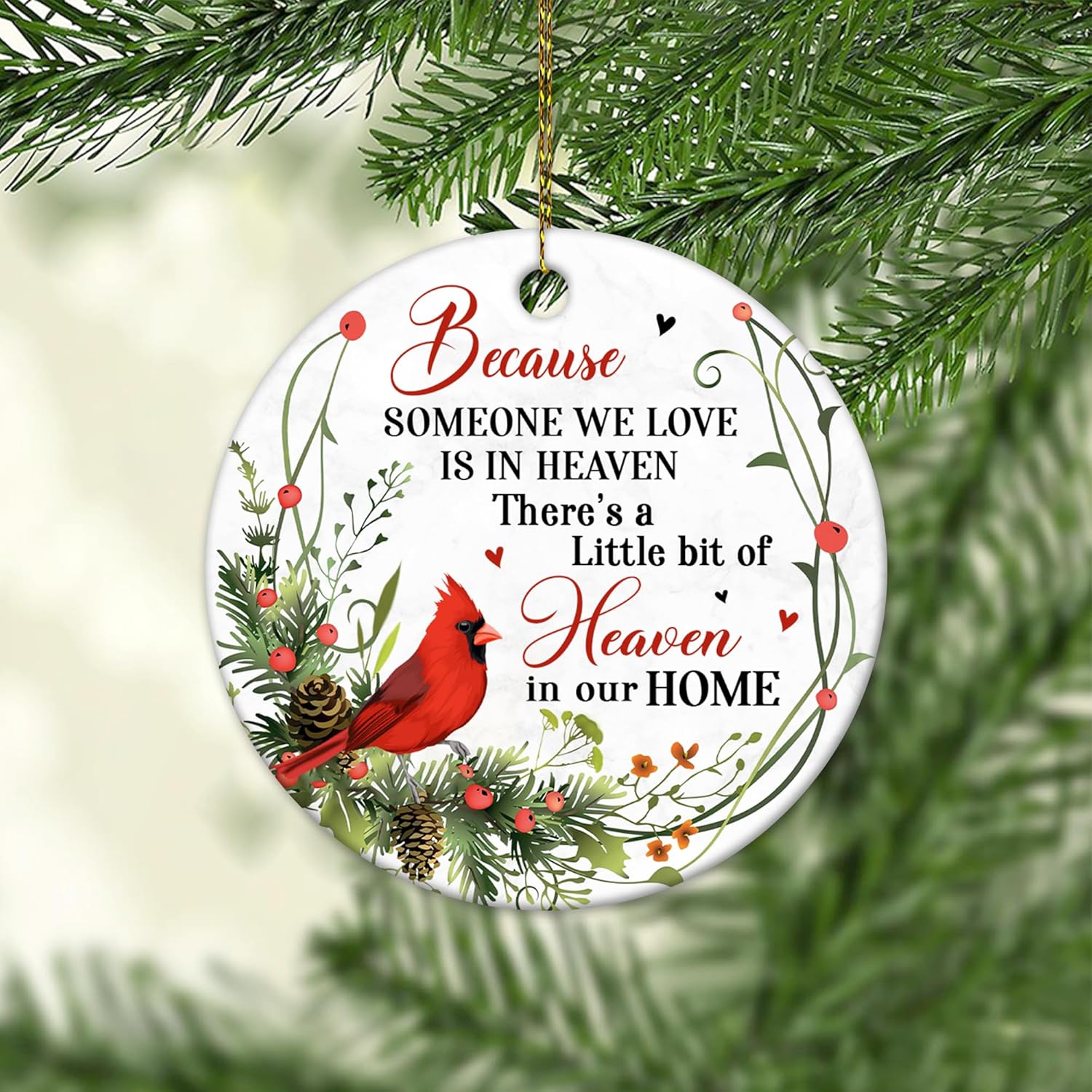 HYTURTLE Memorial Cardinal Ornaments Gifts for Loss of Loved Ones - Memorial Ornament for Christmas Tree Decor - Sympathy Keepsake Gift for Loss of Dad, Mom, Grandma - Memorial Ceramic Ornament 3" - Image 5