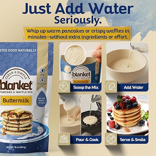 Miniatura 3 de Mezcla para panqueques y gofres Blanket  Paquete surtido  Solo agrega agua, sin conservantes  Base de desayuno limpia con sabor casero  Sin GMO,