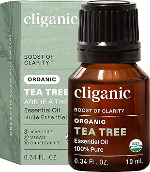 زيت شجرة الشاي العضوي Cliganic ، طبيعي نقي 100٪ ، للعلاج بالروائح الكريهة | غير المعدلة وراثيًا