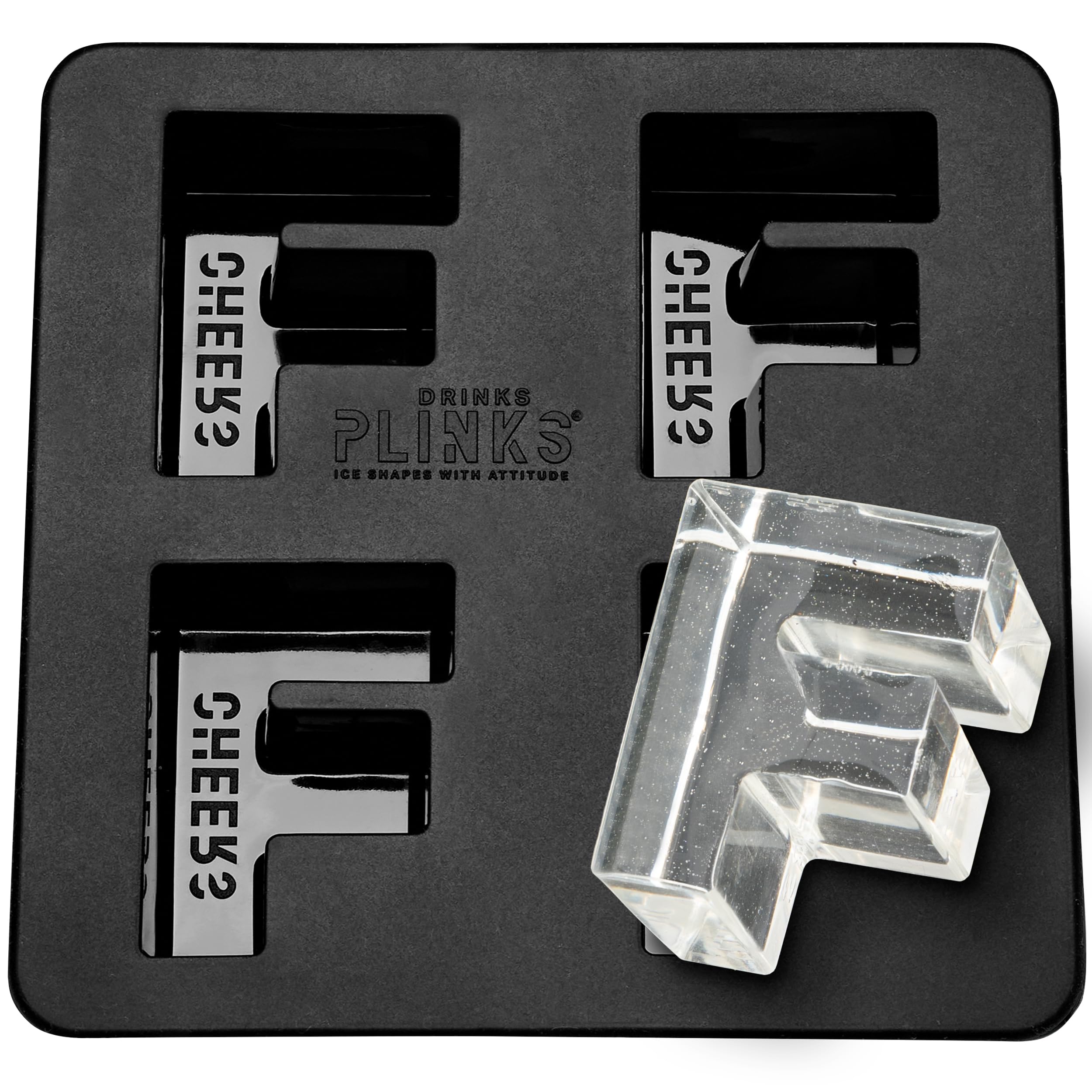 DRINKSPLINKS Silicone Ice Cube Mold Tray - Custom Letter F. Personalized Monogram Big Ice Cube Molds for Whiskey, Bourbon, Cocktails, and Customized Gifts with Initials. Alphabet Mold for Every Name.