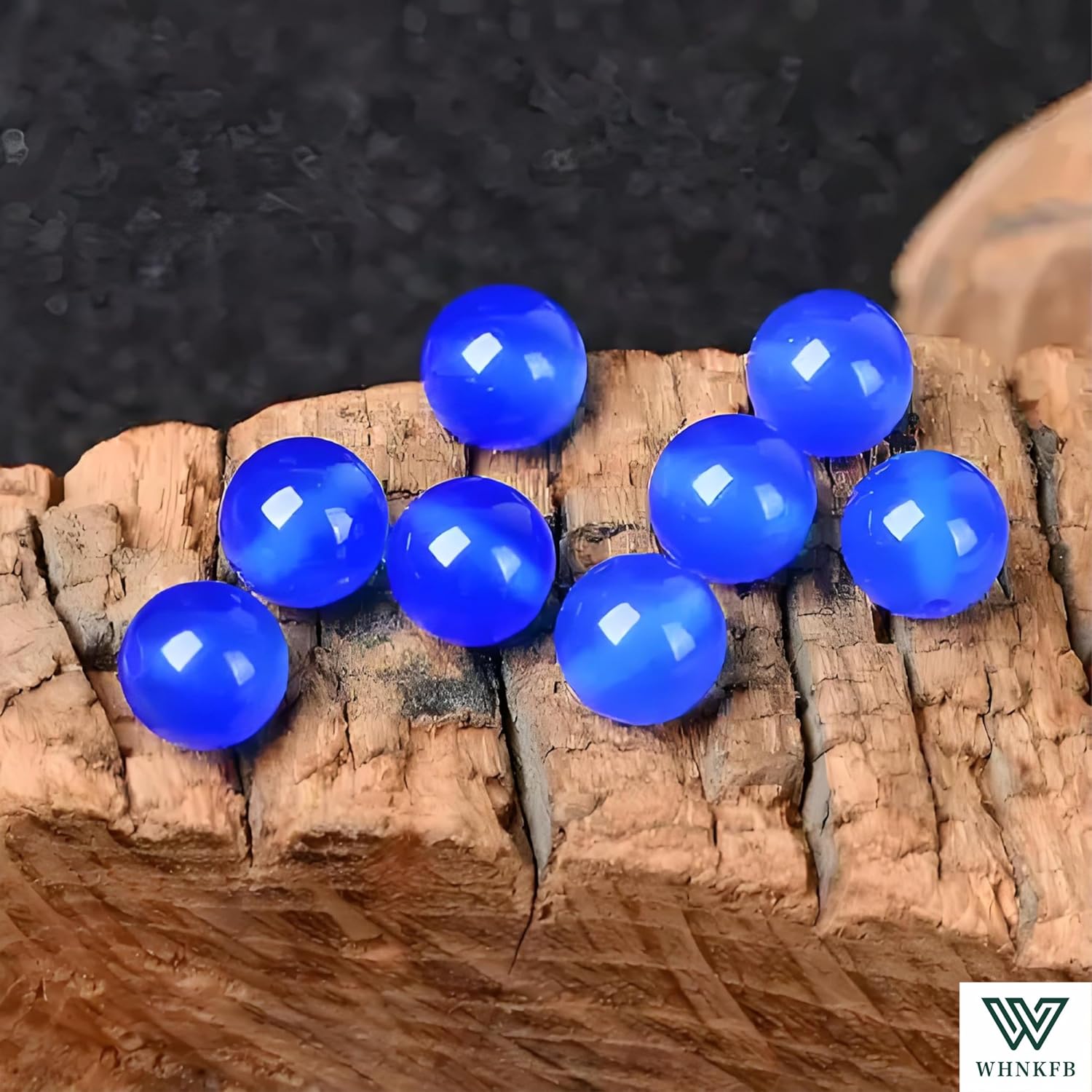 10mm 50PCS Natural Blue Agate Round Beads, Smooth Polished Loose Stone Beads for Jewelry Making Craft - 4mm 6mm 8mm 10mm Options with Free Elastic Cord