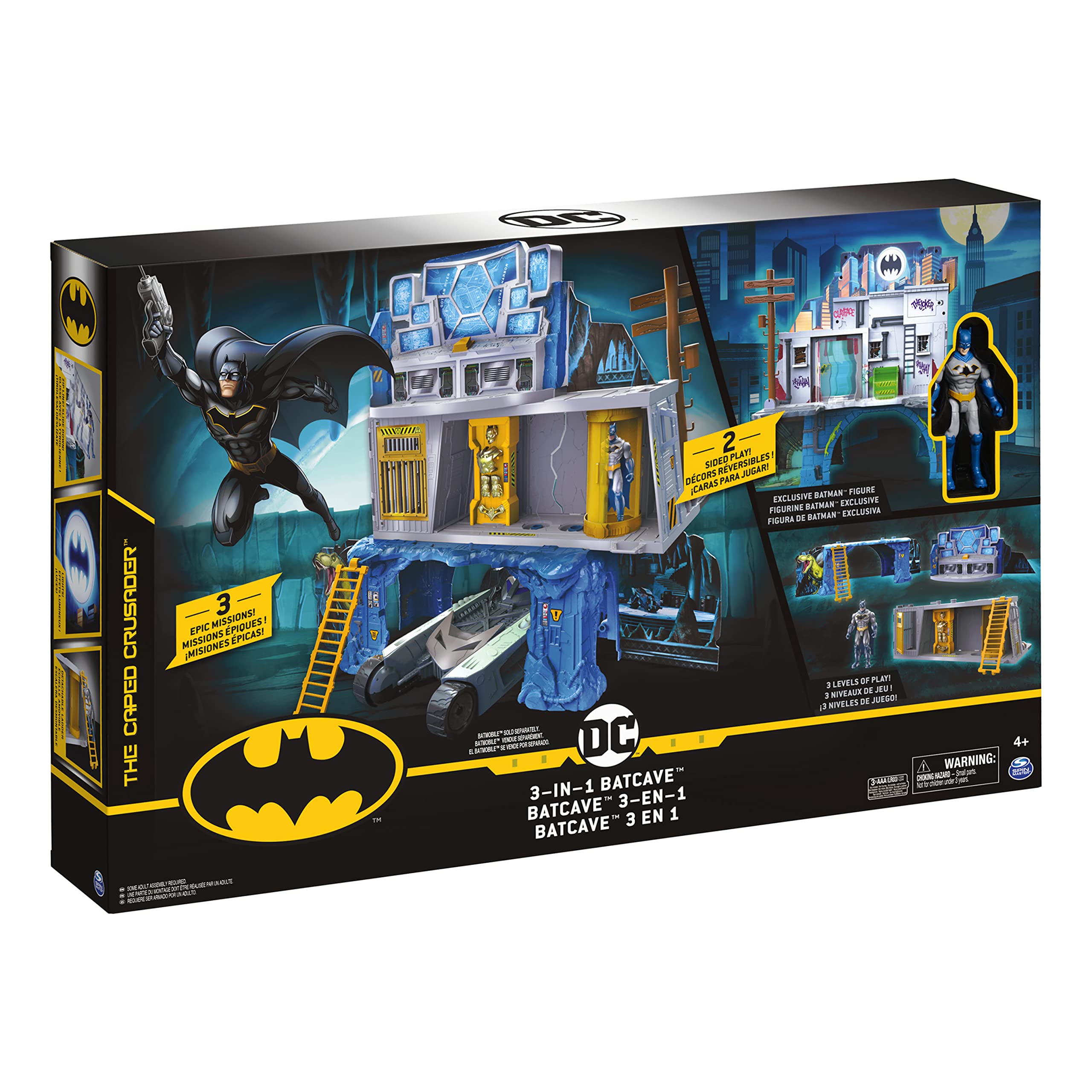 Dc Comics The Caped Crusader Batman 3 w 1 Zestaw z Figurkami Do Zabawy, Wielokolorowy, 10 cm, 6058292