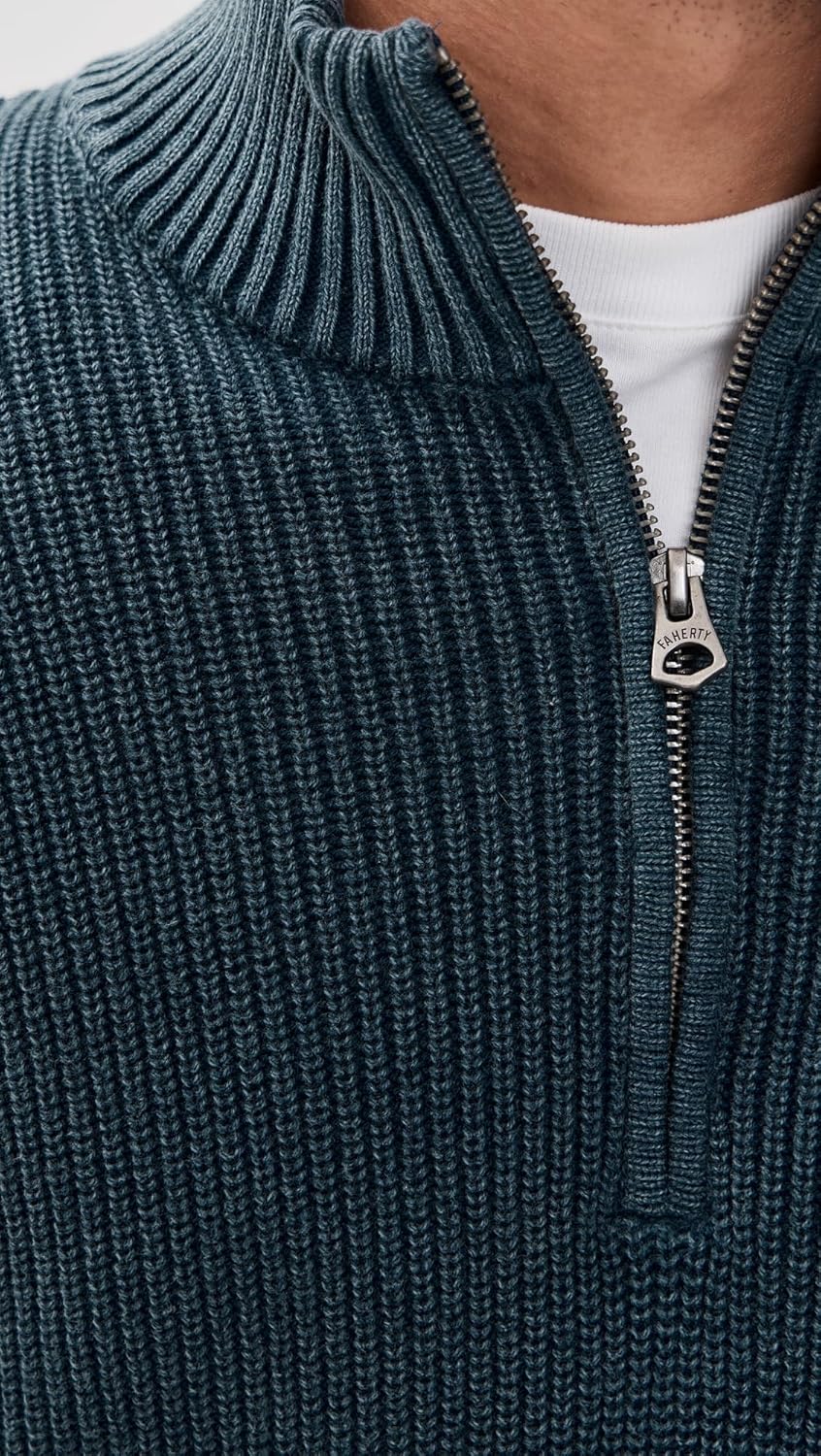 Faherty Men's Sunwashed Quarter Zip Sweater