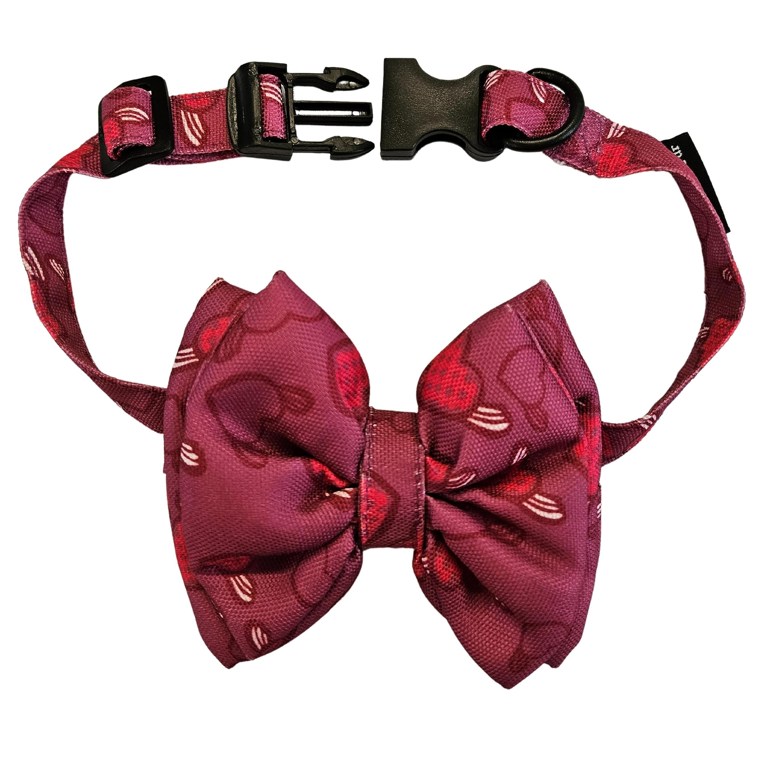 All For Fur Dog Bow Tie | Adjustable Collar Strap with D-Ring | Luxury Pet Accessories | Lightweight & Comfortable Bowtie for Dogs | Bow for Extra-Large (XL) Dogs | Purple Hearts (B0CDXWP9DM) Amazon Price History, Amazon Price Tracker