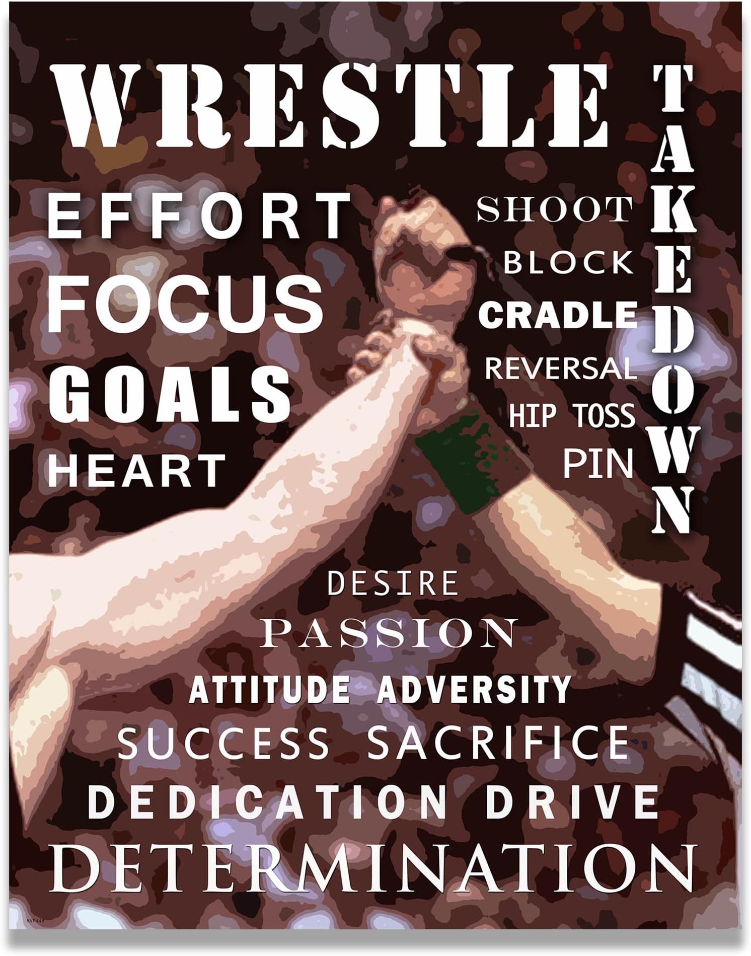 Wrestling Motivational Poster Art Print 11x14 Kids Shoes Head Gear Singlet