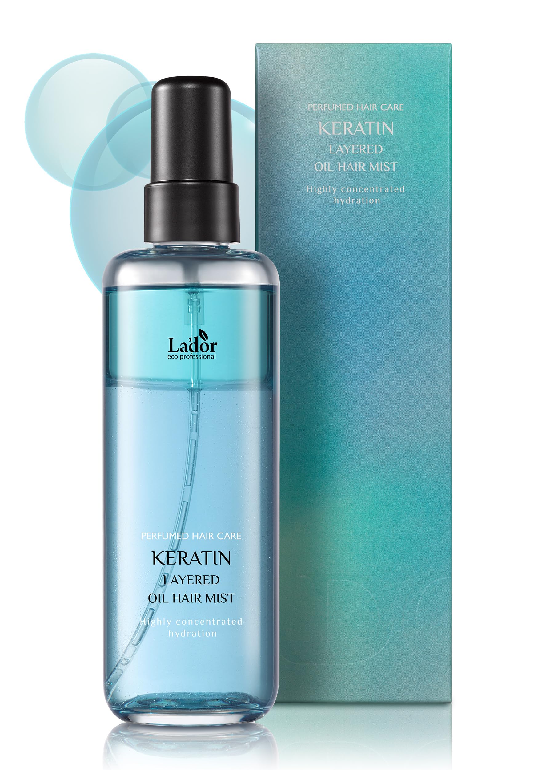 LADOR Keratin Hydrating Anti-Frizz Oil Water Perfume Heat Protectant Hair Mist - Leave-In Treatment Spray for Dry Damaged Hair Korean Haircare 4.4 Fl