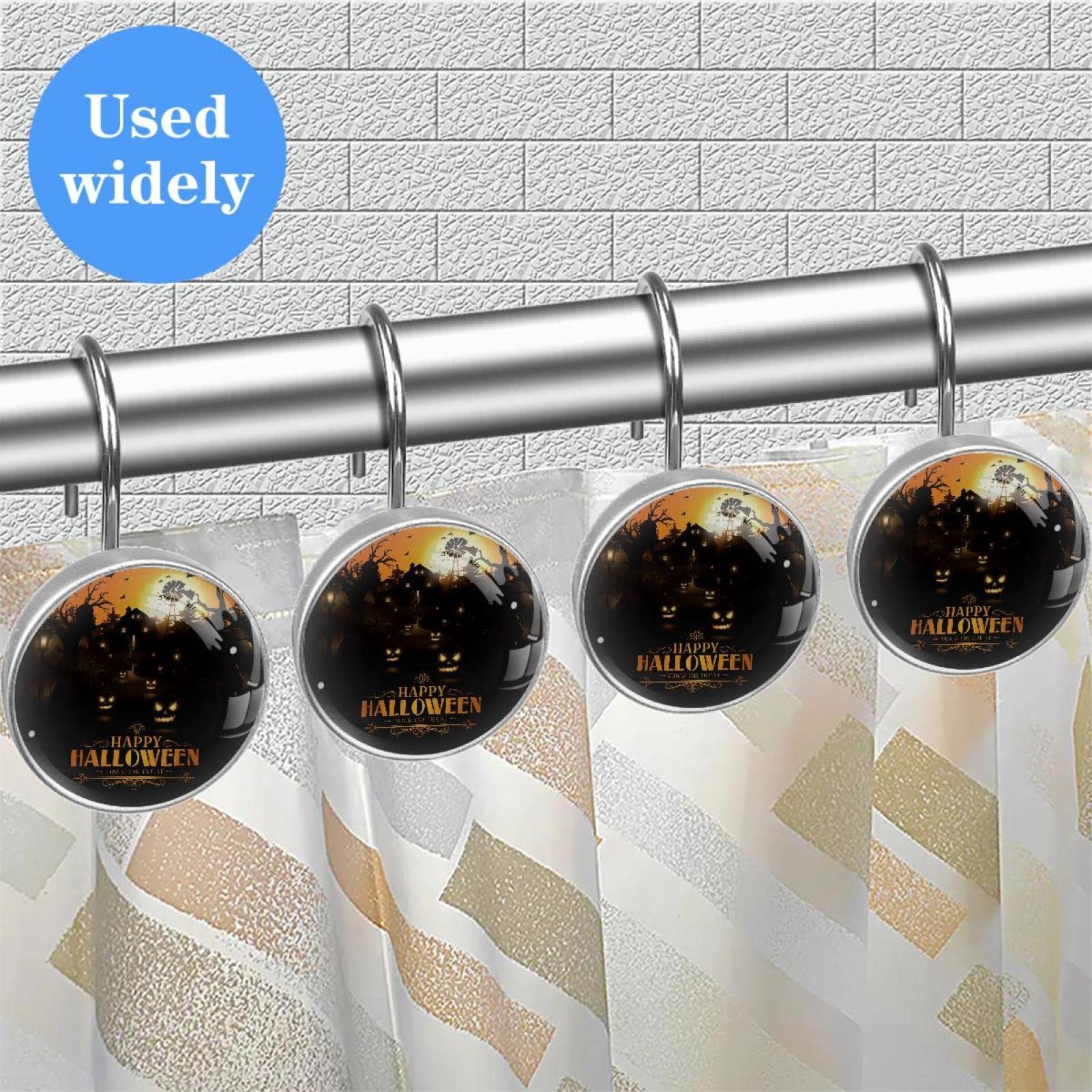 Set 12 Ganci Tenda Doccia Halloween - Ganci Cranio Decorativi Per Bagno