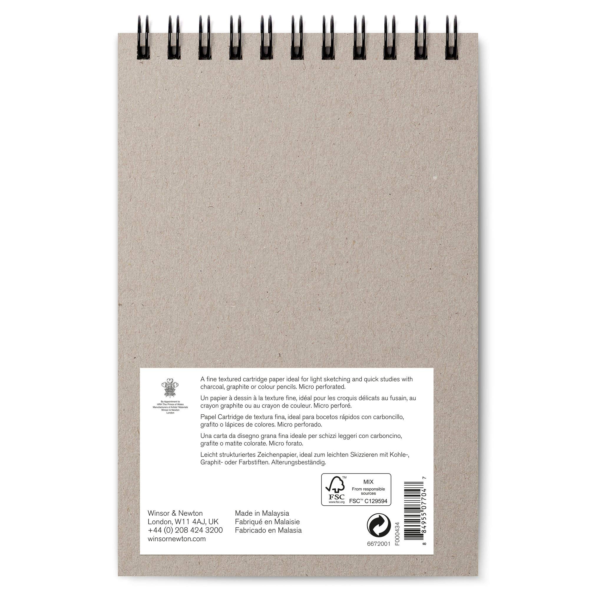 Winsor & Newton Papel - Bloc de papel de esbozo en espiral, extra blanco 110g A5 50 hojas