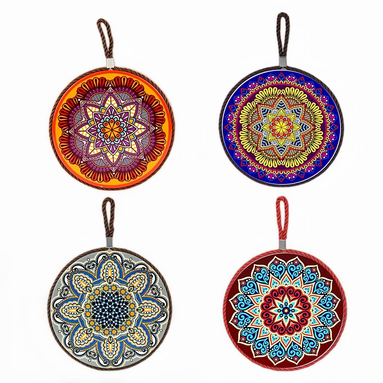Coloch 2 Stück Untersetzer Aus Holz – Mandala Design, Hitzebeständig, 20,3 Cm Durchmesser