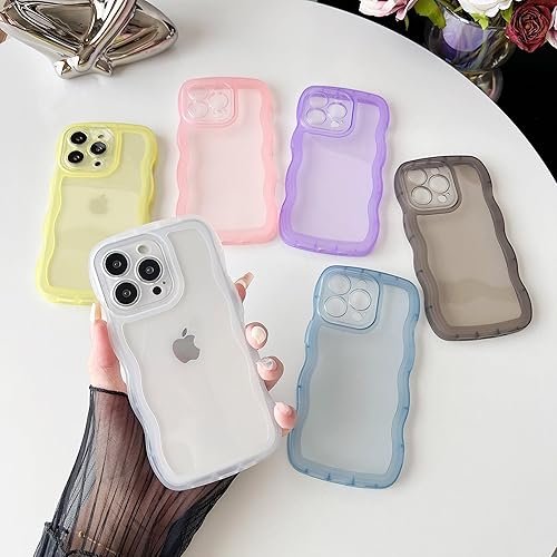 Miniatura 2 de Caseative Marco de onda rizada de color sólido transparente suave compatible con funda iPhone (blanco, iPhone 13 Pro)