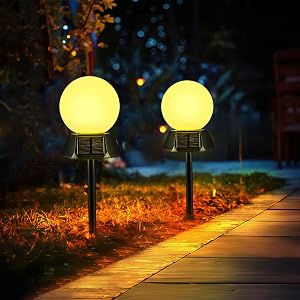 BlcTec Solar Pathway Lights Outdoor Warm White Path Lights with 3-Sided Solar Panels 15H Runtime IP65 Waterproof Auto