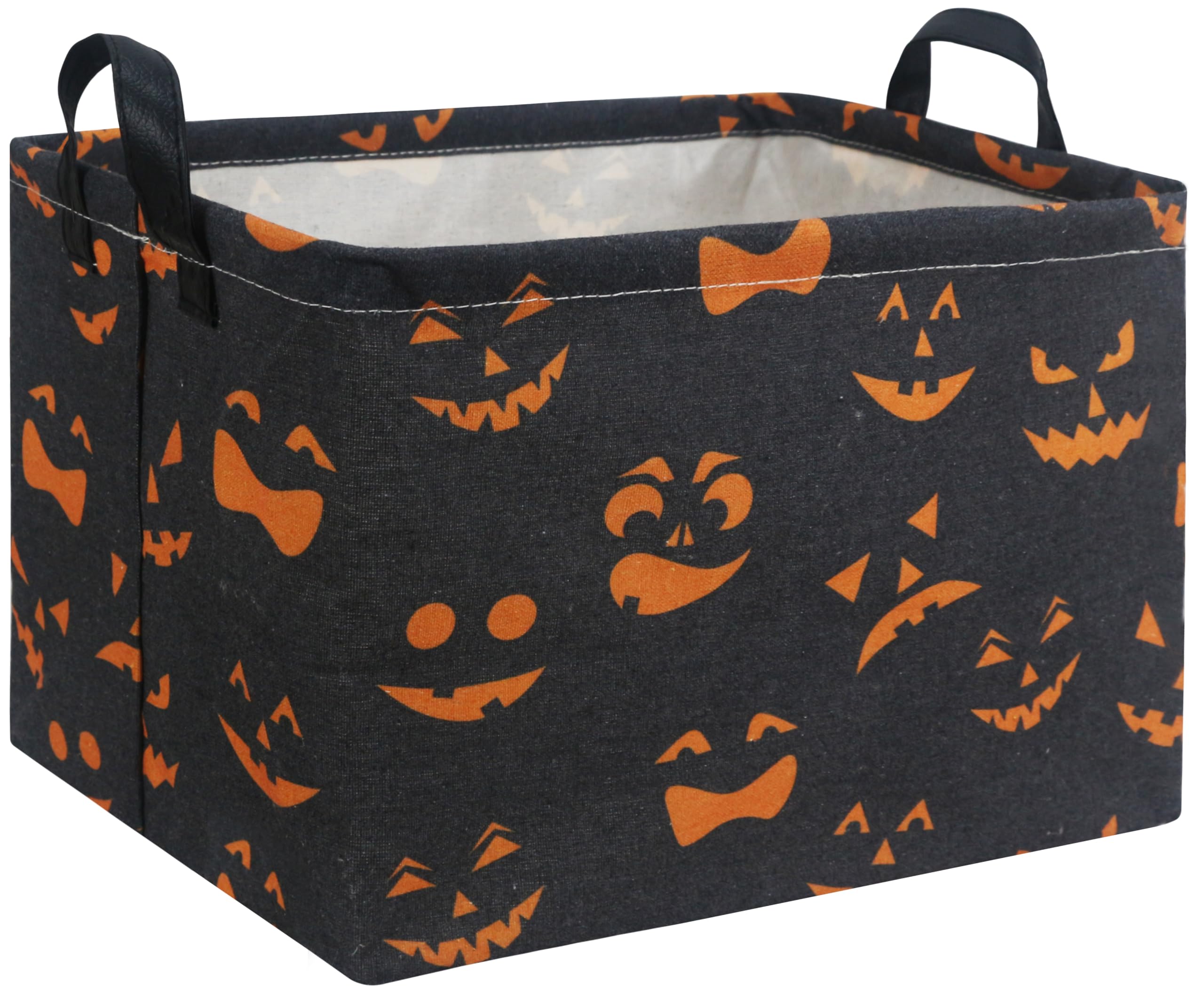 HIYAGON Rectangular Halloween Basket for Boys and Girls Kids Trick or Treat Pumpkin Basket for Halloween Parties Cute Storage Bin Organizer Box Room Decor(Black Pumpkin Face) โ image 1
