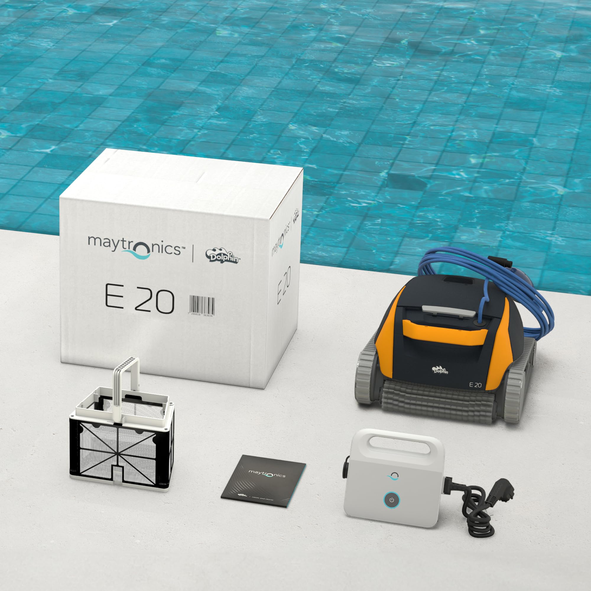 Dolphin E20 Robot limpiafondos automático para Piscinas enterradas de 10m - Limpieza Fondo y Paredes - Escaneo Inteligente