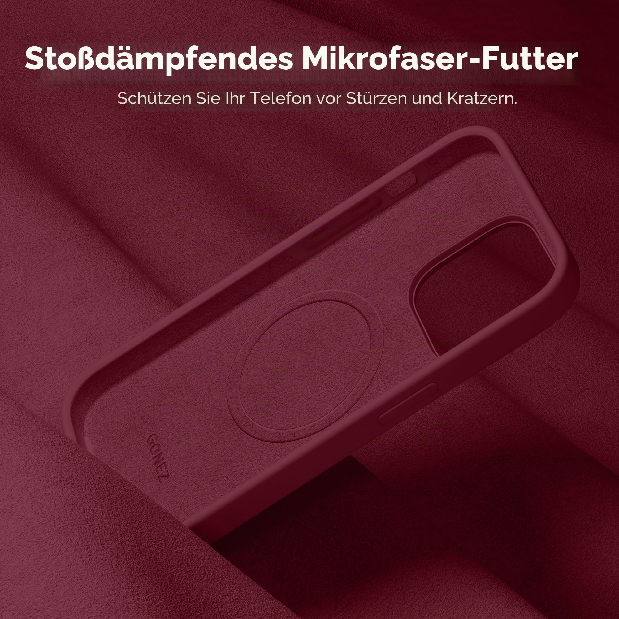 GONEZ Magnetische Hülle für iPhone 14 Pro Max, [kompatibel mit MagSafe], kratzfestes Mikrofaserfutter und Displayschutzfolie, stoßfeste schlanke Handy-Silikonhülle, 17 cm (6,7 Zoll), Kastanienbraun