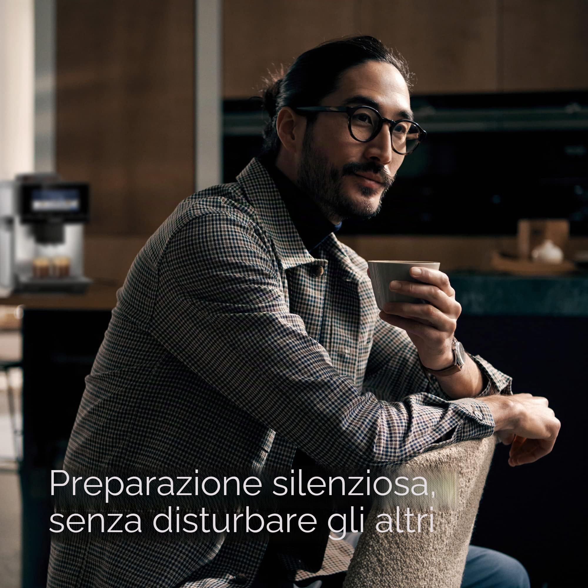 Siemens Macchina da caffè EQ900 TQ903D03, controllo app, display full touch, modalità barista, aromaBoost, riduzione del rumore, pulitura automatica del vapore, 1500 W, acciaio inox
