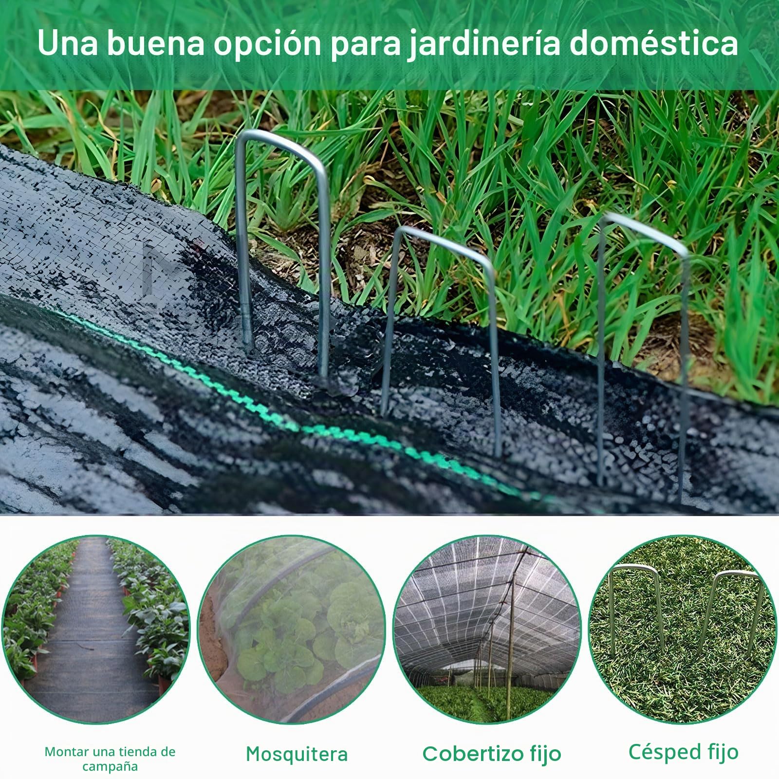 Frasheng Grapas Césped Artificial, 100 Grapas para Jardín y 30 Arandelas, 150x30x3mm, Acero Galvanizado, Grapas para Malla Antihierba, Cesped Artificial y Jardin