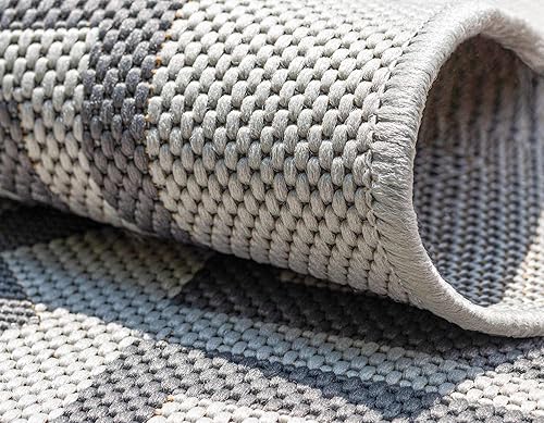 Vista 6 de Unique Loom Alfombra Colección enrejado Marroquí Celosía Transicional Interior y Exterior, Polipropileno Gris/Plateado