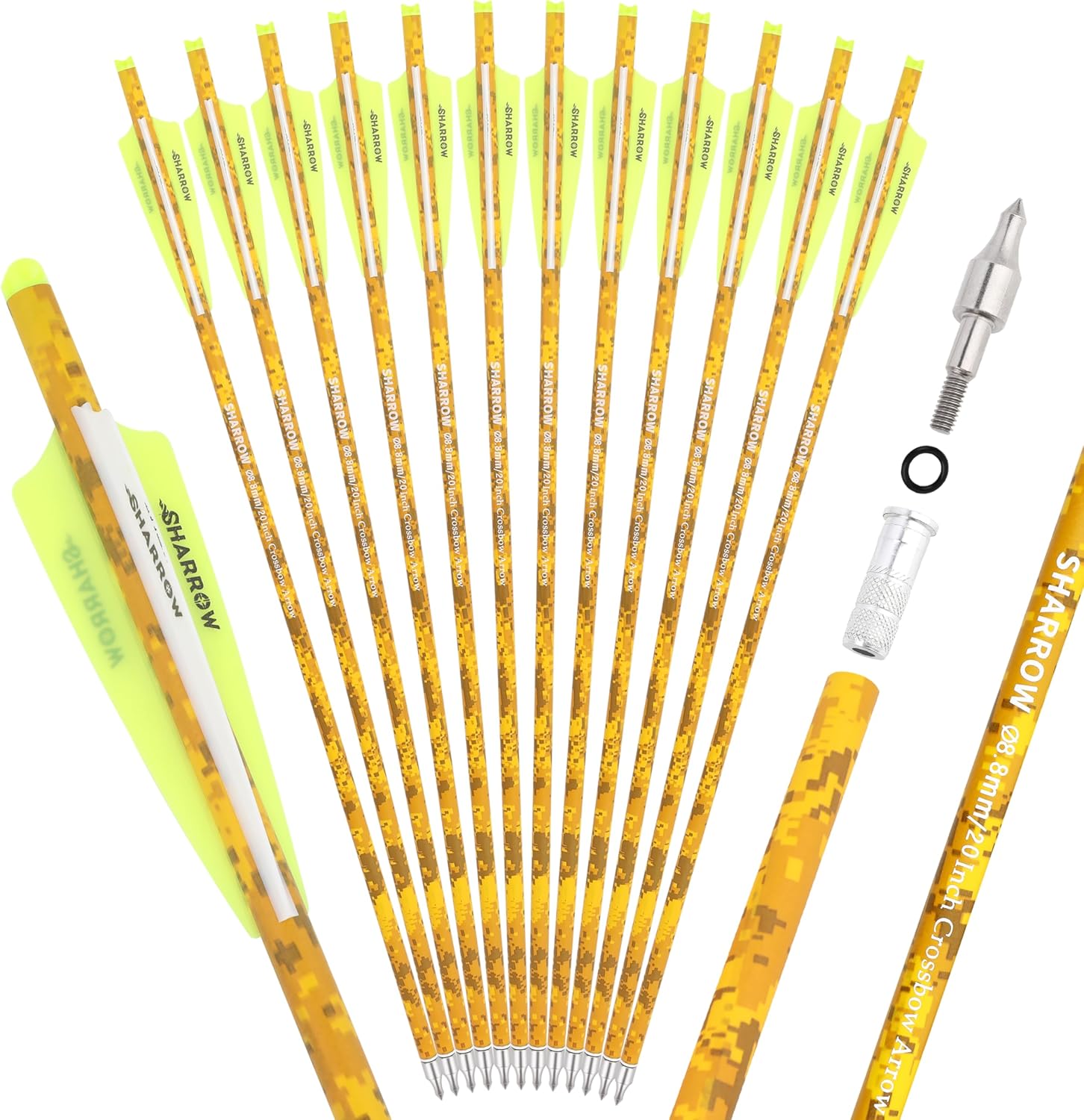 Camo Crossbow Bolts 16 17 18 20 22 inch Carbon Hunting Arrows Crossbow Arrows 6/12Pack (12, Style H, 18 inch)