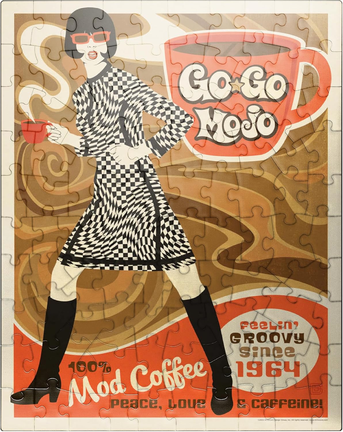 MyPuzzle Go-Go Mojo Coffee, Vintage Poster - Premium 1000 Piece Jigsaw Puzzle for Adults