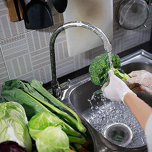 Miniatura 4 de 6 coladores de malla para fregadero de cocina, coladores de fregadero de acero inoxidable para fregaderos de cocina, borde ancho grande de 4.5