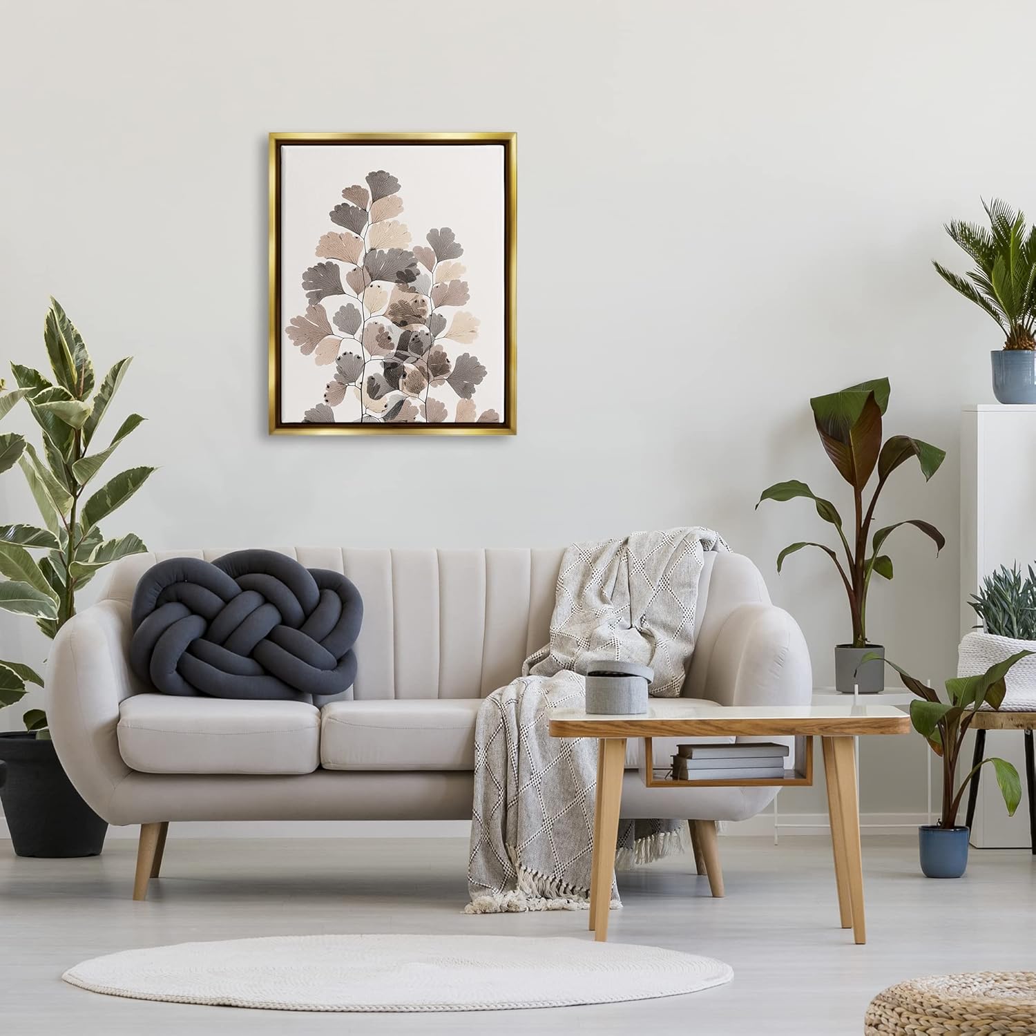 Stupell Industries Modern Ginkgo Leaf Arrangement Translucent Brown Grey Leaves, Design by Albert Koetsier