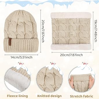YSense 3 Pcs Kids Winter Beanie Hat Scarf Gloves Set