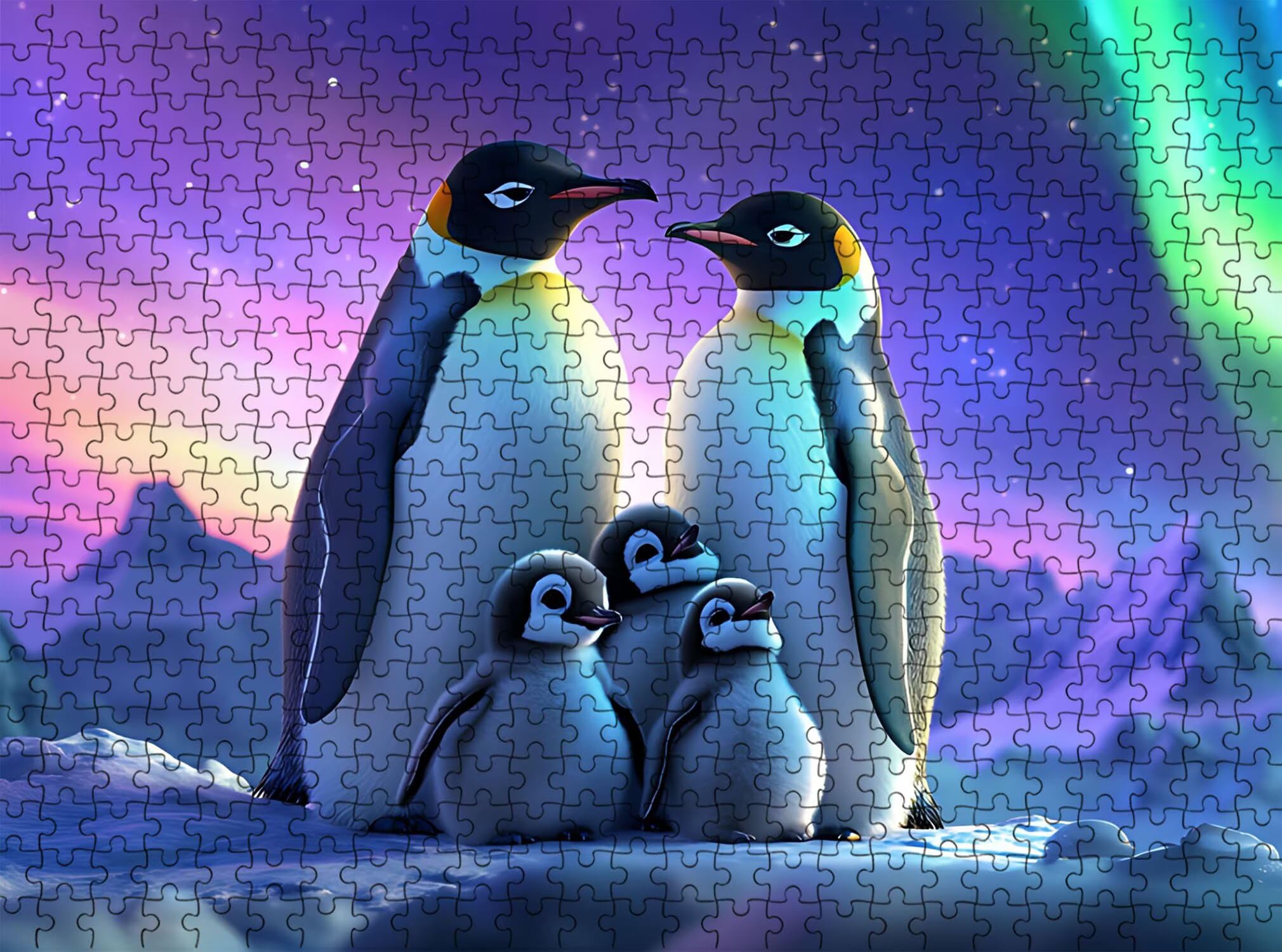 Pingwin Aurora Puzzle 1000 sztuk dla dorosłych, drewniane puzzle - klasyczna kolekcja z plakatem, w zestawie - Koncentracja i rozrywka antystresowa, rodzinna gra edukacyjna, 75 x 50 cm f0-829
