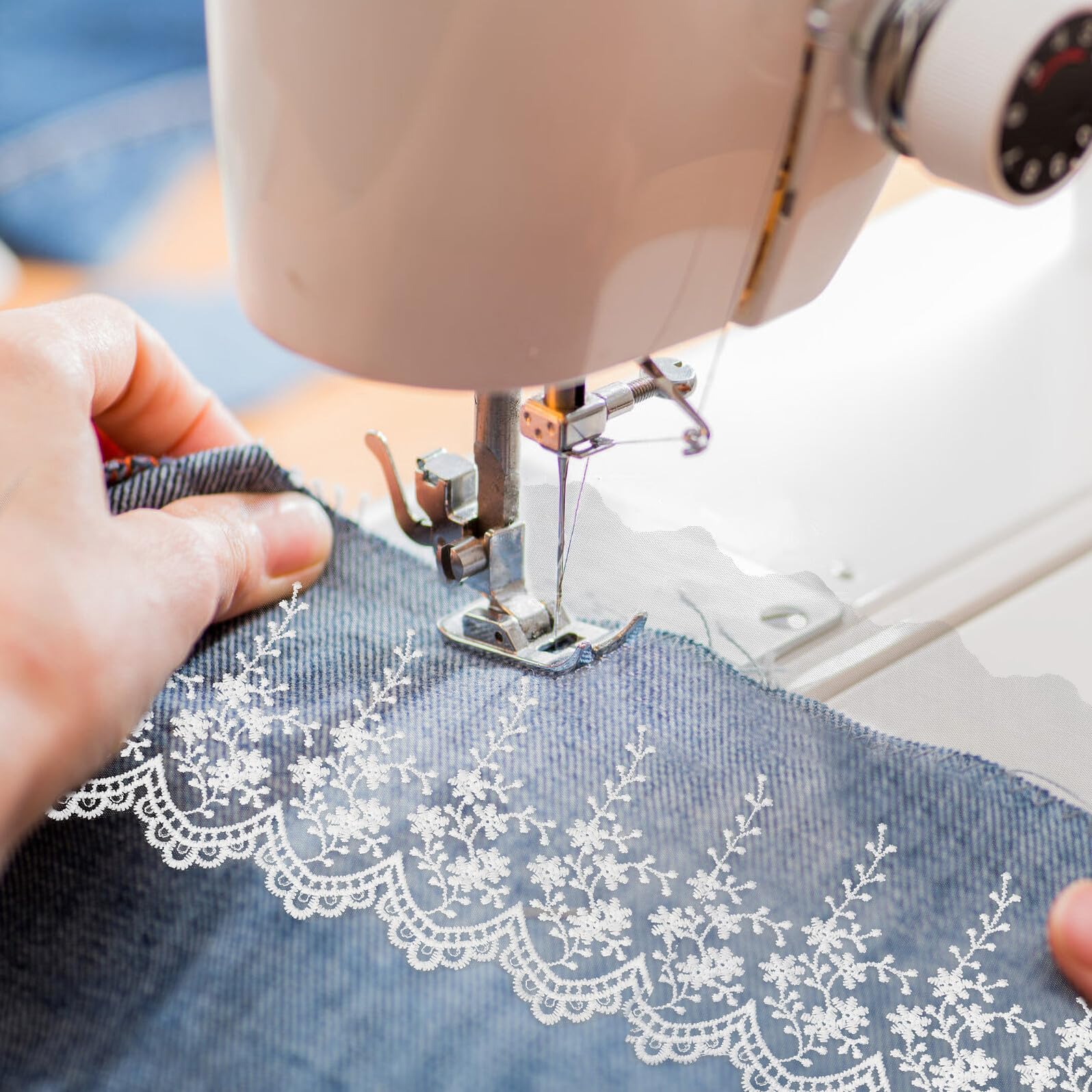 ifundom Nastro di Pizzo Bianco Ricamato in Rotolo da 15 Iarde, Materiale in Seta di Latte per Cucito e Decorazione Fai da Te, per Abbigliamento, Feste e Progetti Artigianali