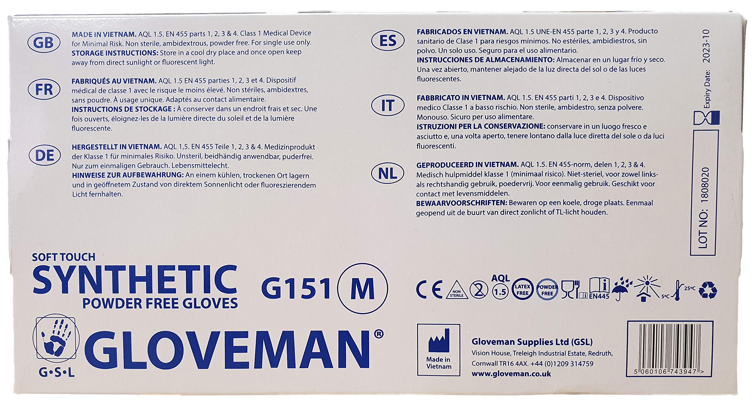 Soft Touch - Guantes desechables sintéticos sin polvo (caja de 100 unidades) (pequeños)