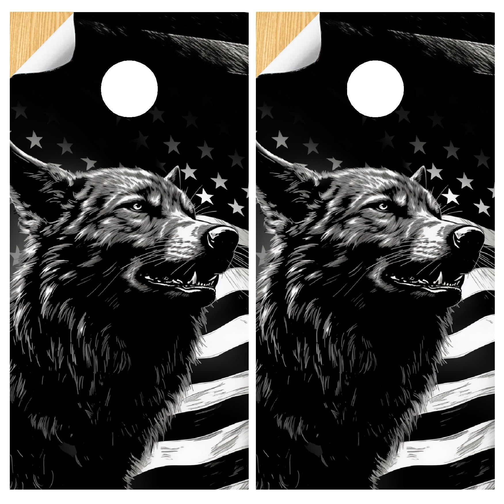 GRAPHIX EXPRESS Cornhole Board Wraps - Cornhole Wraps for Boards - Cornhole Decals for Boards - Cornhole Vinyl Board Wrap - Cornhole Skins for Boards - Cornhole Set - C355 Wolf
