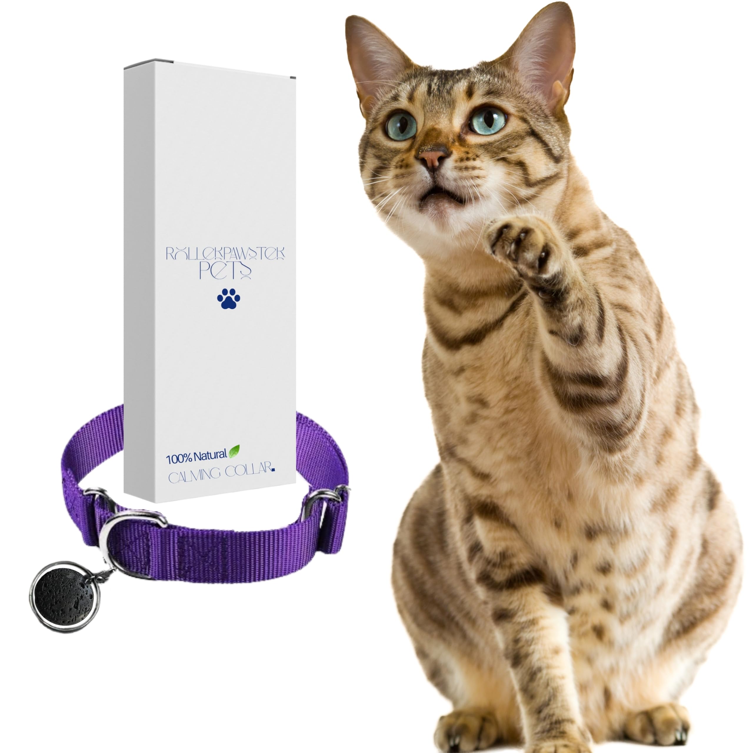 Calming Collar for Cats - Cat Calming Collar with Pheromones, Stop Cats from Urinating in House, Adjustable Fit, Drug-Free, Eco-Friendly, Vet-Recommended, Soft, Long-Lasting Anxiety Relief (Purple)