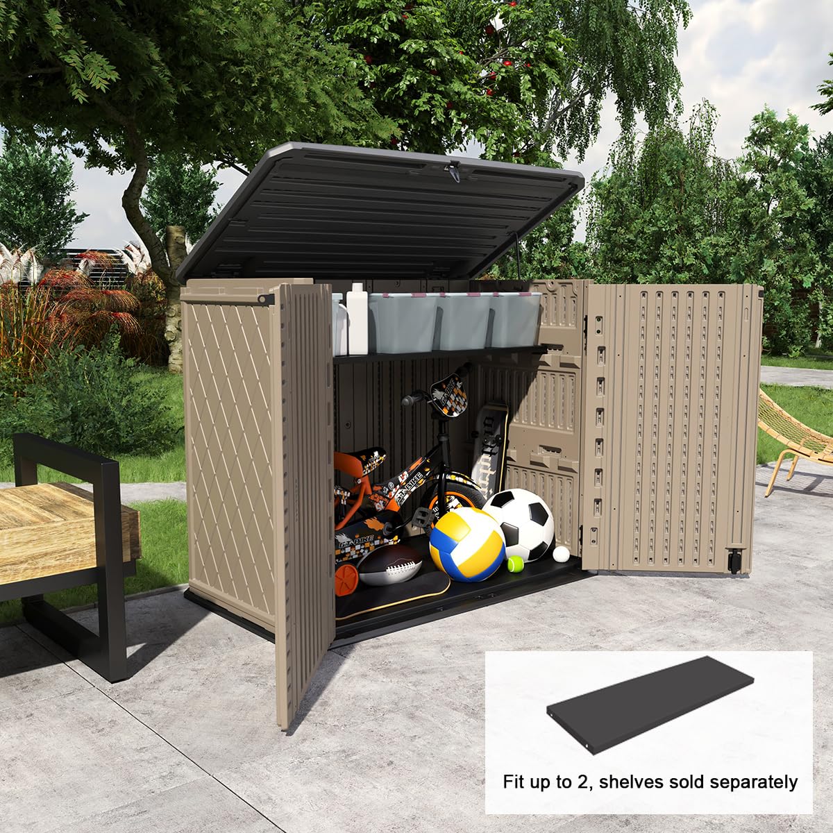 Cobertizos De Almacenamiento Buildonely - Cobertizo De Almacenamiento Para  Exteriores De 6 X 4 Pies Armario Resina Exterior, image size:1200x1200