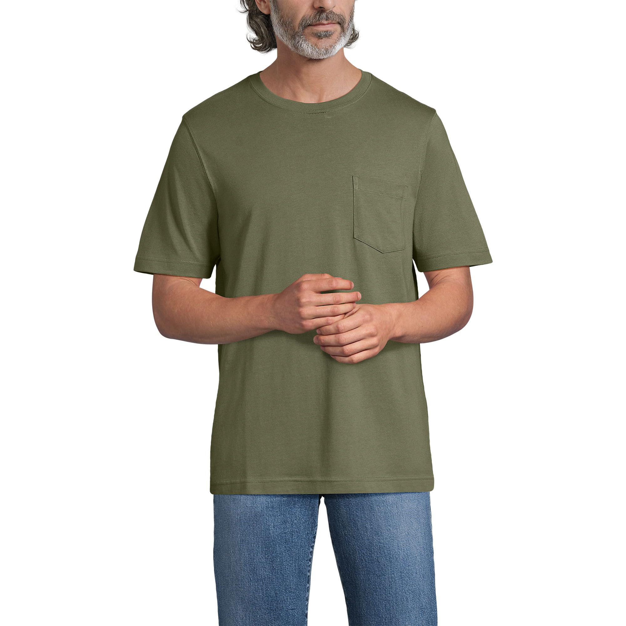 Lands End Mens Super-T Short Sleeve T-Shirt with Pocket