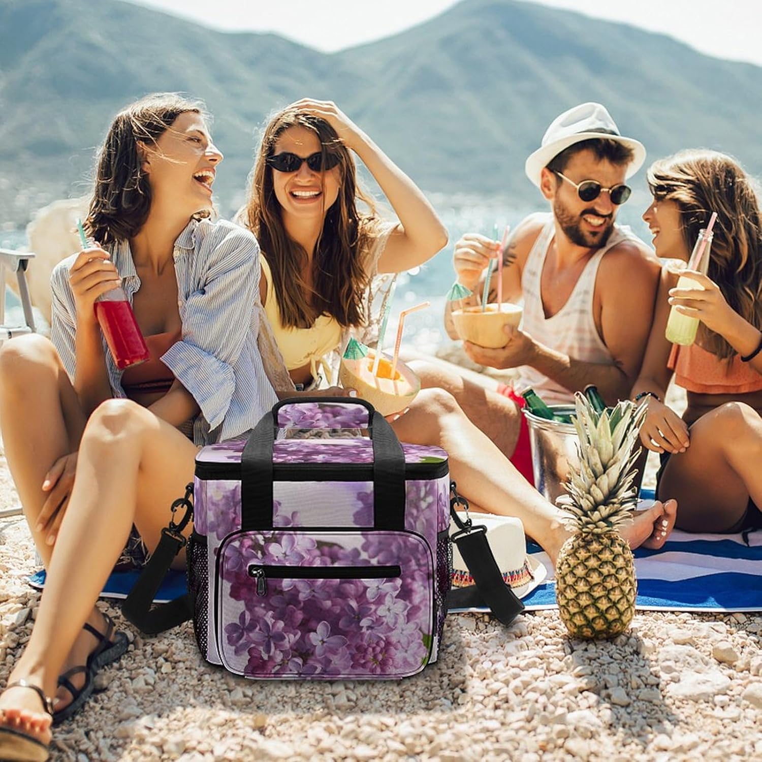 Lilac Flowers Cooler Bags Portable Soft Cooler Bag Lightweight Ice Chest Insulated Lunch Bags Camping Cooler Bag Cooler Lunch Tote Coolers for Picnic Travel Beach