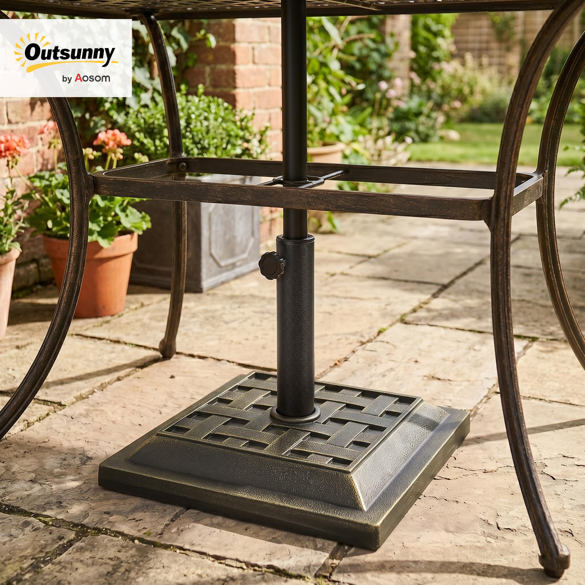 Outsunny Pied de Parasol en Résine 9 kg Ø 38/48 mm 44 x 44 x 33 cm Bronze