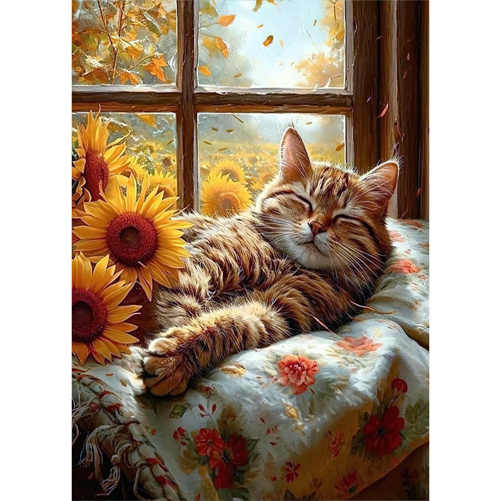 Kit Pittura Diamante 5D Gatto E Girasole - Decorazione Fai Da Te Per Parete 30x40 Cm, Con Diamanti E Strass - Foto 12