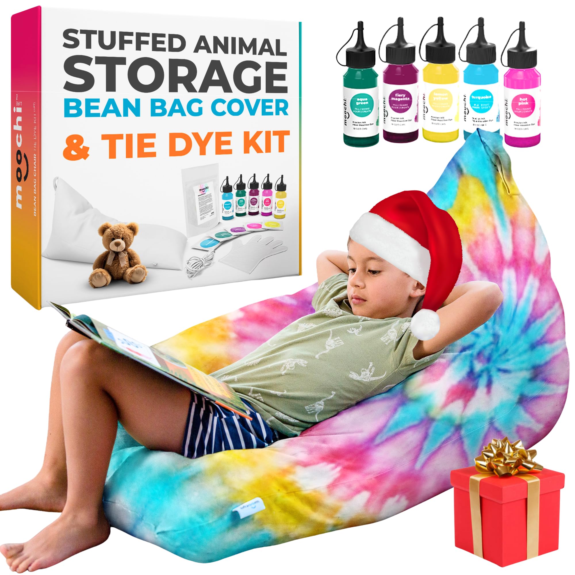 DIY TIE DYE PROJECT – Stuffed Animal Storage Bean Bag Cover - Paint & Chair Cover & Roadmap Included - No Insert Needed - Create Soft Chair from Stuffed Animals