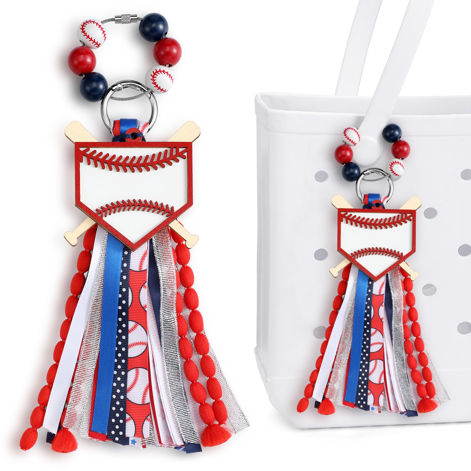 CroBlissful Sports Bag Tassel Charms for Women Personalized Mom Bag Sports Tassel Charm for Backpack Keychain mother gifts(Baseball)