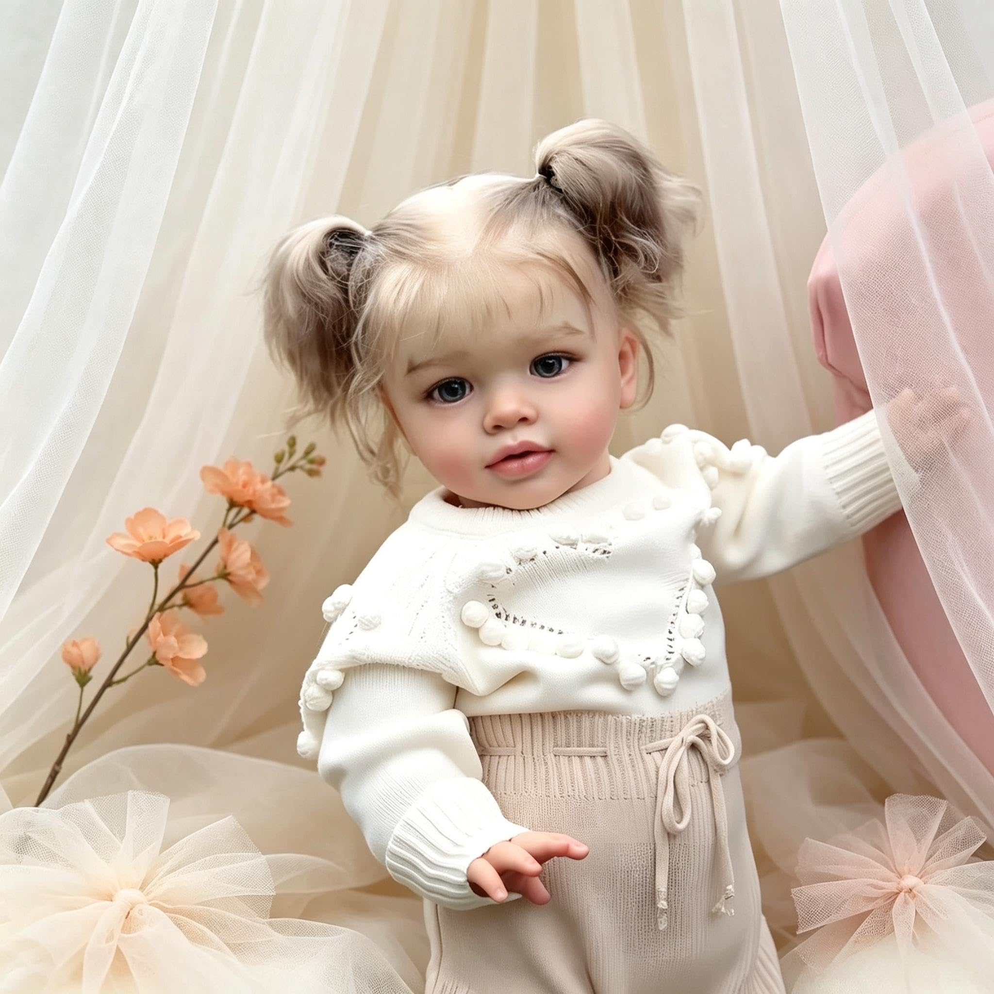 RXDOLL Realistyczna lalka Reborn dla dziewczynki 61 cm, duży rozmiar, ręcznie wykonana, miękka tkanina winylowa, ciało Reborn lalki niemowlęce, które wyglądają naprawdę realistycznie, ważone, zestaw