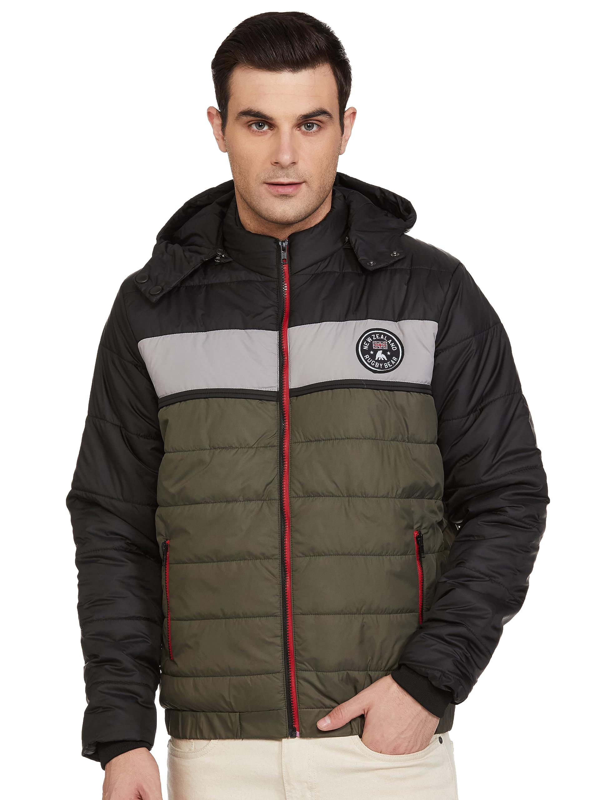 the indian garage co Men's Polyester Standard Length Slim Fit Solid Puffer Jackets-picture-18