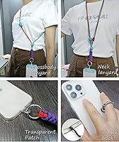 Vista 2 de Cordones para teléfono celular alrededor del cuello, cordón de muñeca para llaves, cordones para insignias de identificación, cordón ajustable