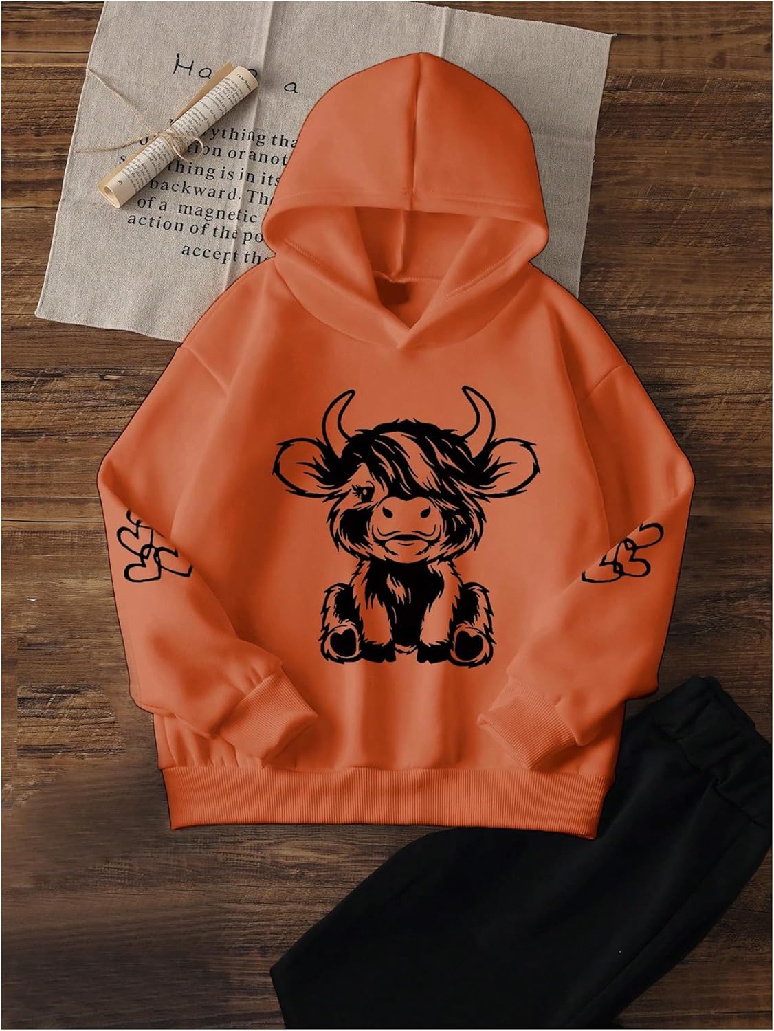 WDIRARA Girl's Graphic Hoodies Long Sleeve Hooded Thermal Sweatshirts Cute Pullover Tops - Image 3