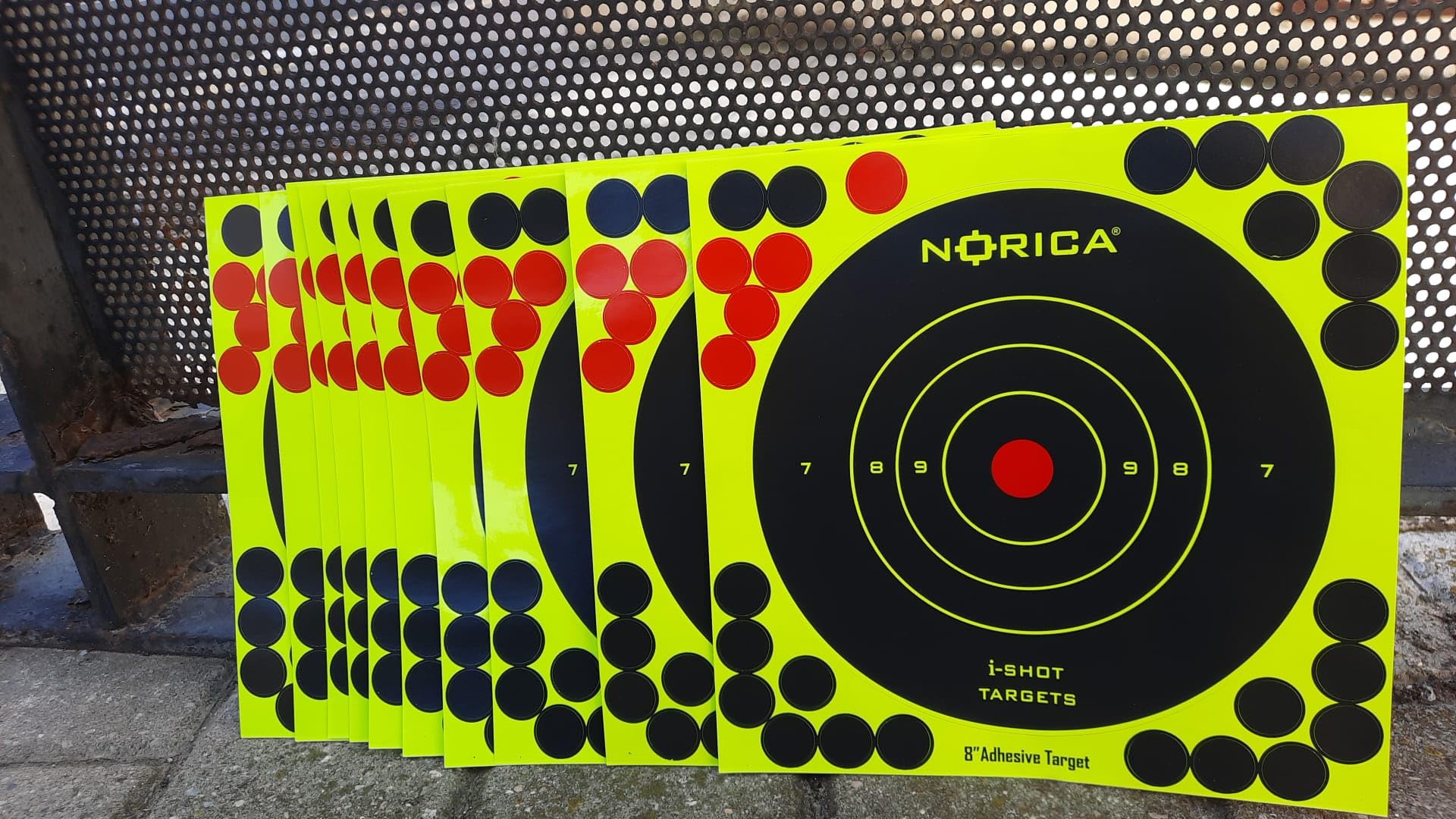 Lote 10 Dianas Reactivas y Adhesivas Norica I-Shot | 17 cm Diametro | Pack de 10 Unidades | Tiro al Blanco |