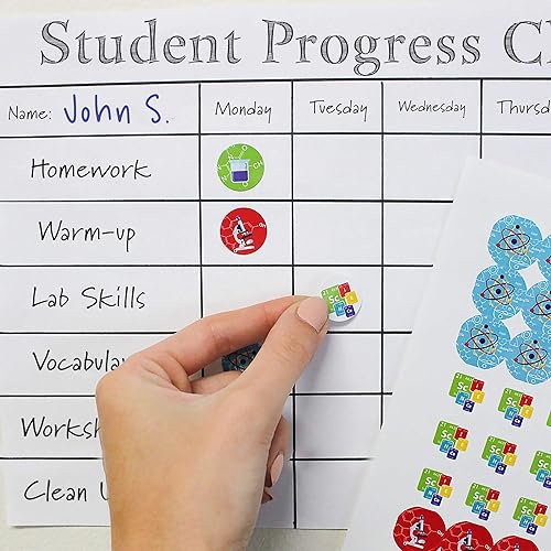 Miniatura 2 de Calcomanías de recompensa para profesores de ciencias para estudiantes, calcomanías de calificación - 1,080 unidades (ciencia de química)