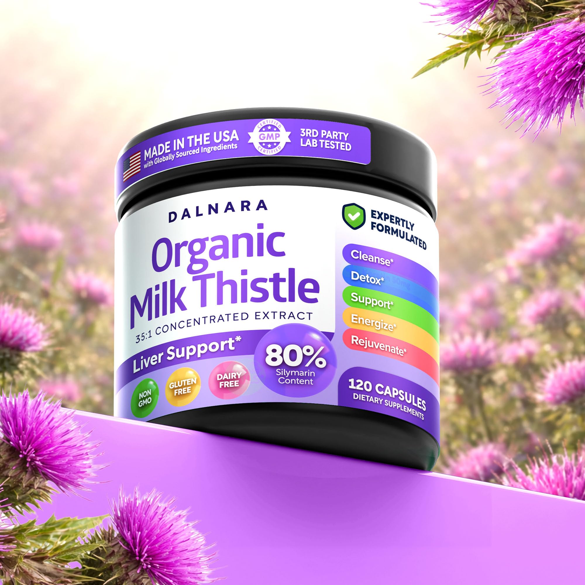 USDA Organic Milk Thistle 120ct, 35:1 Extract, 80% Silymarin, Liver Detox — Amazon image 8