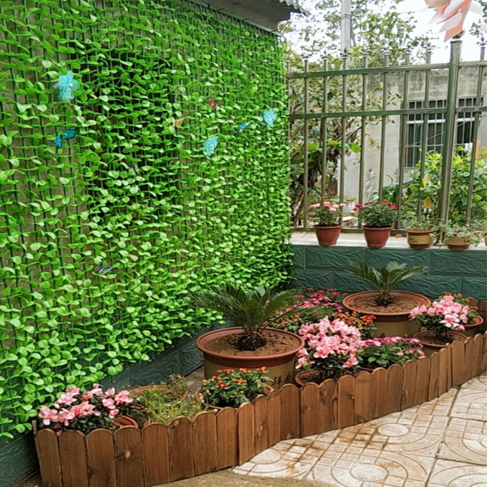 Amazon.de: Bambus Knstliche Blumenvorhang, Belftung Geflschte Bltter  Grn Dekor Teilung, Lichtfilterung Privatsphre Quaste Vorhnge for Balkon  Terrasse PENGFEI (Farbe : Grn, Gre : 80x180cm-15strands)