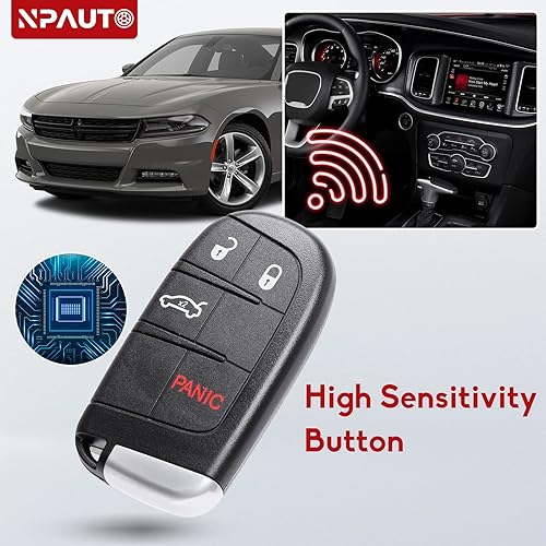 Miniatura 5 de NPAUTO Llavero inteligente de repuesto para Dodge Charger Challenger Dart Durango Chrysler 300 2011 2012 2013 2014 2015 2016 2017 2018 - Llaveros de