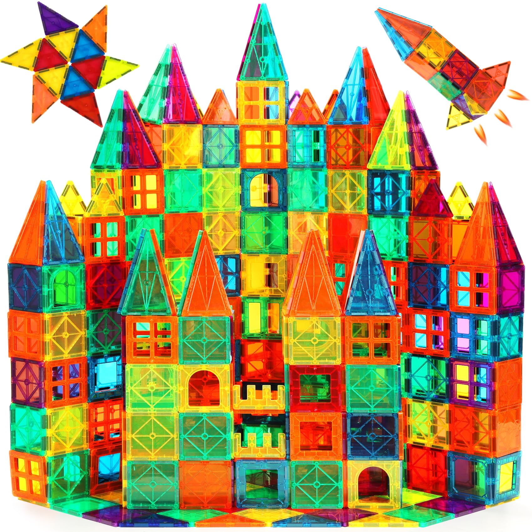 Magnetic Tiles, 110PCS Magnet Building Set, Magnetic Building Blocks,Construction STEM Toys for Kids, Gift for Boys Girls