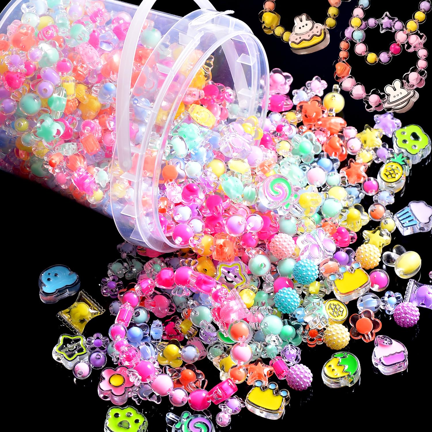 Photo 1 of 0.5 Lb DIY Kawaii Acrylic Beads Set, Bulk Pack, Cute Plastic Charm Beads for Bracelet Phone Keychain Making 111 (0.5Lb)